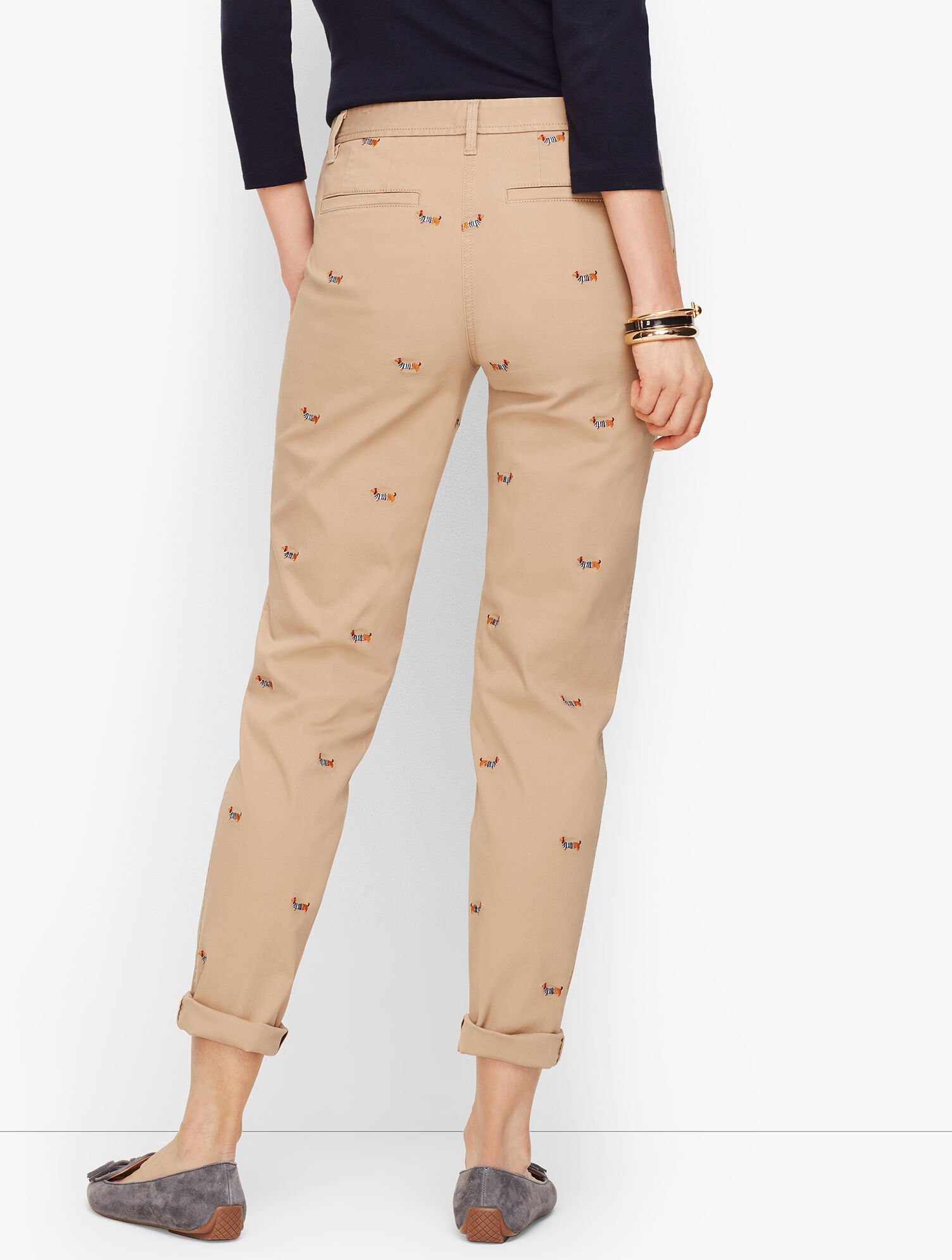 Girlfriend Chinos - Dachshund Embroidered