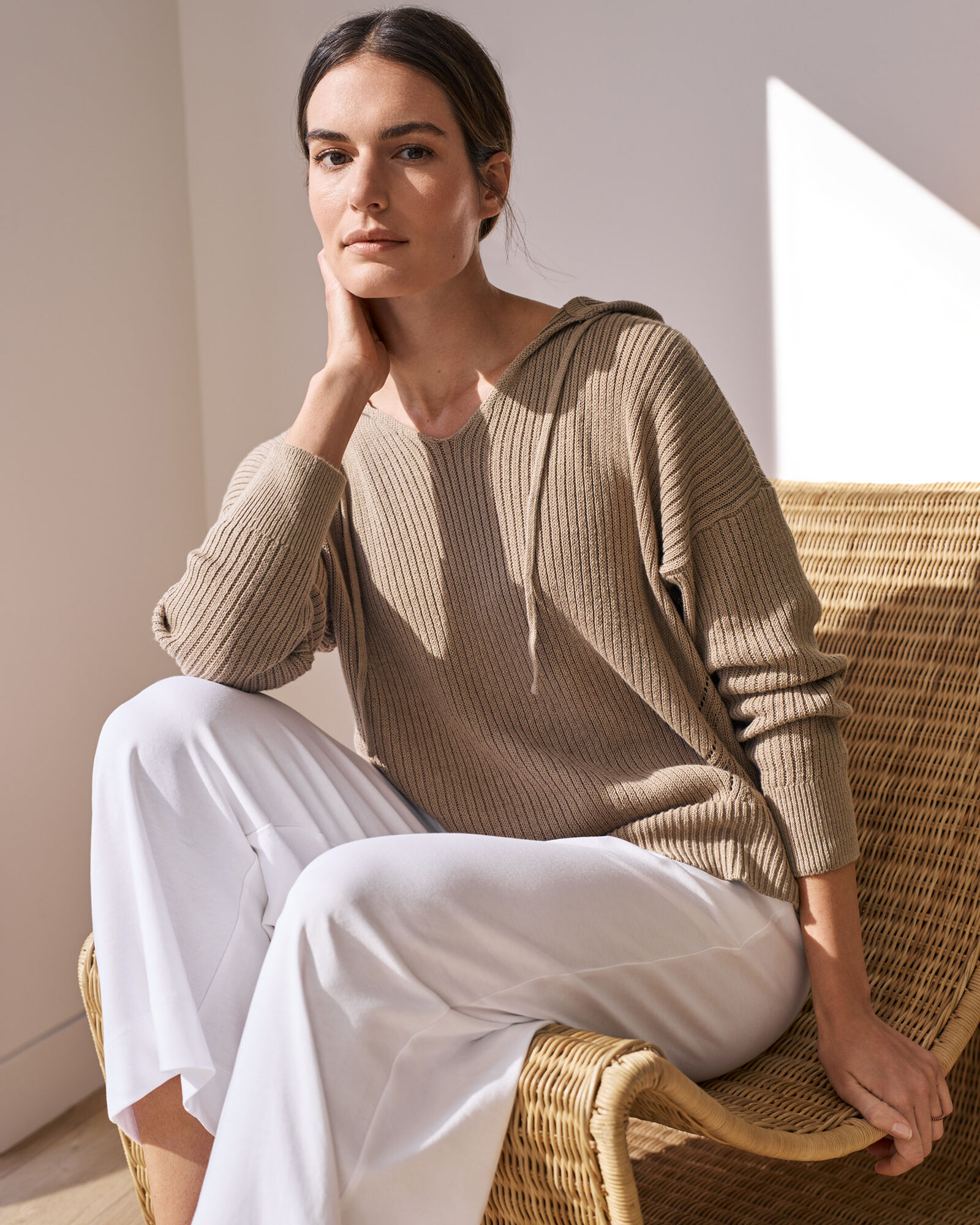 Linen Cotton Ribbed Hoodie Haven Well Within