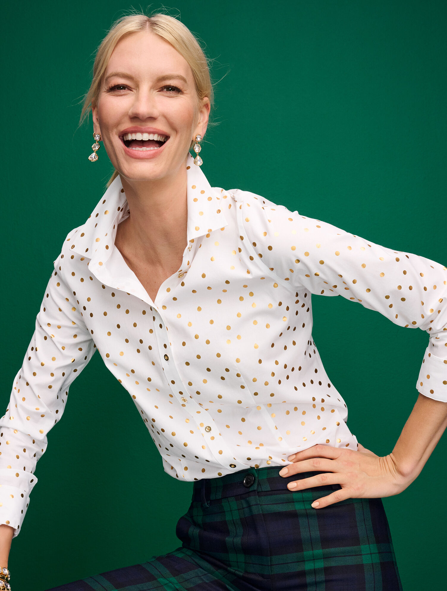 talbots polka dot shirt
