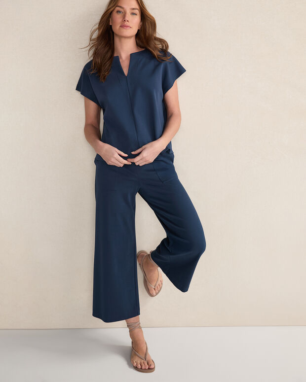 Organic Cotton Interlock Split Neck Top