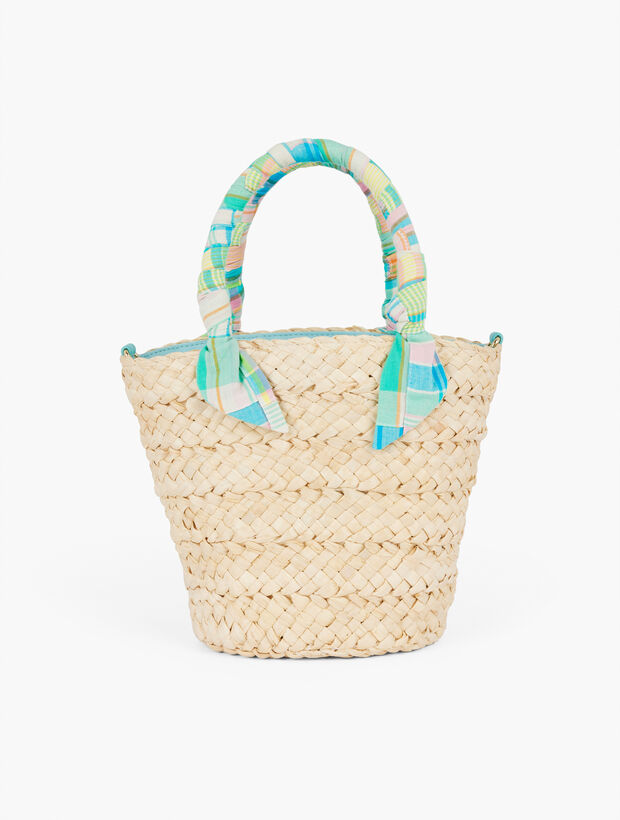 Madras Scarf Handle Straw Tote Talbots