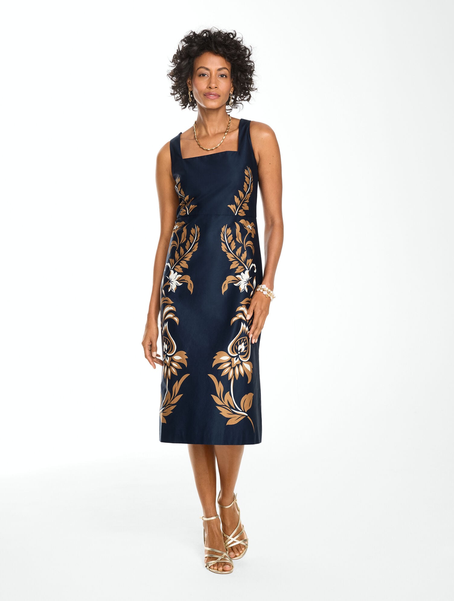 Poplin Midi Dress - Gilded Vines