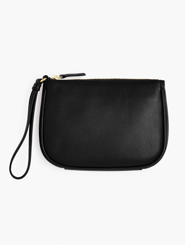 Pebbled Leather Wristlet - Solid