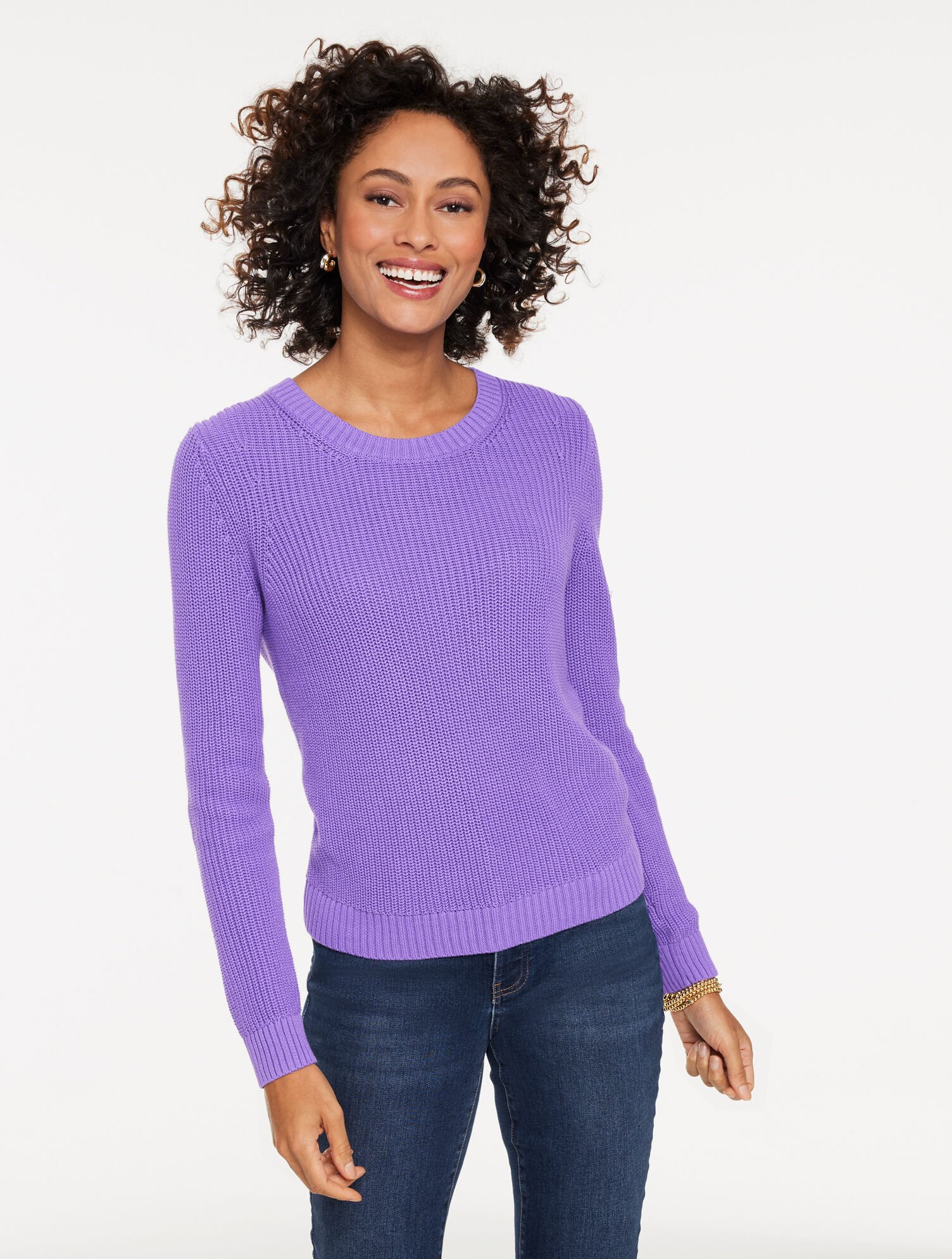 Shaker Stitch Crewneck Sweater
