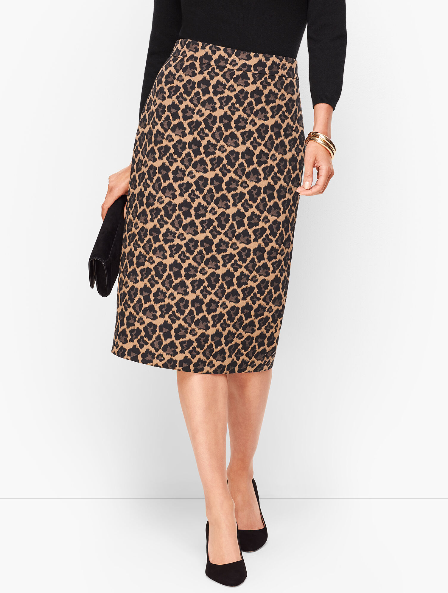 Leopard Jacquard Pencil Skirt