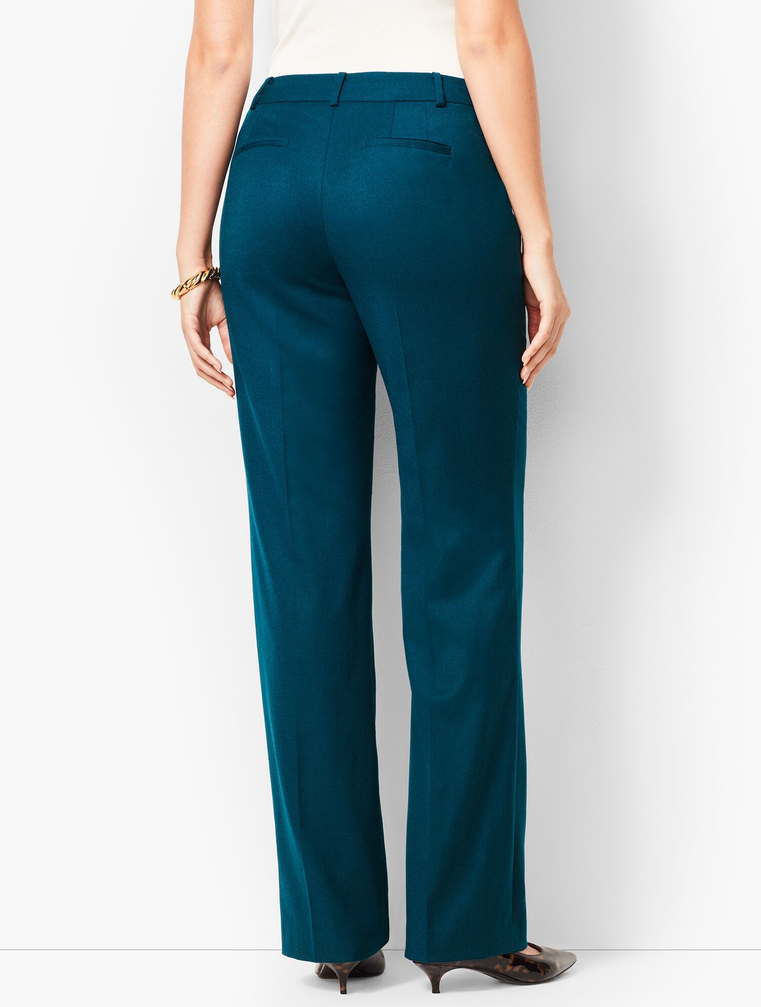 slim fit dress slacks Rafaella Women's Curvy Fit Gabardine Bootcut Stretch Dress Pants with Pockets (Size 4-16)