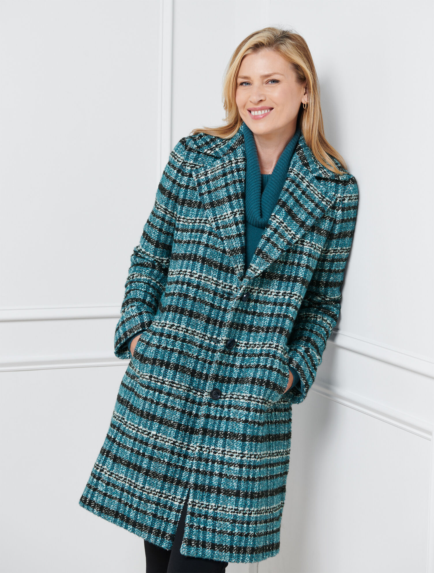 Plaid Wool Blend Coat Talbots