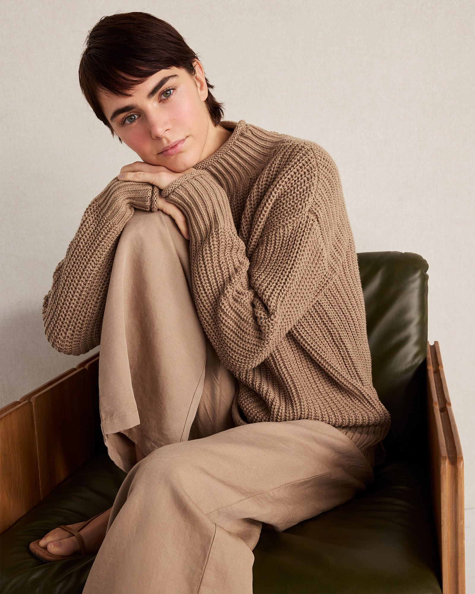 Linen Blend Dobby Wide Leg Pants