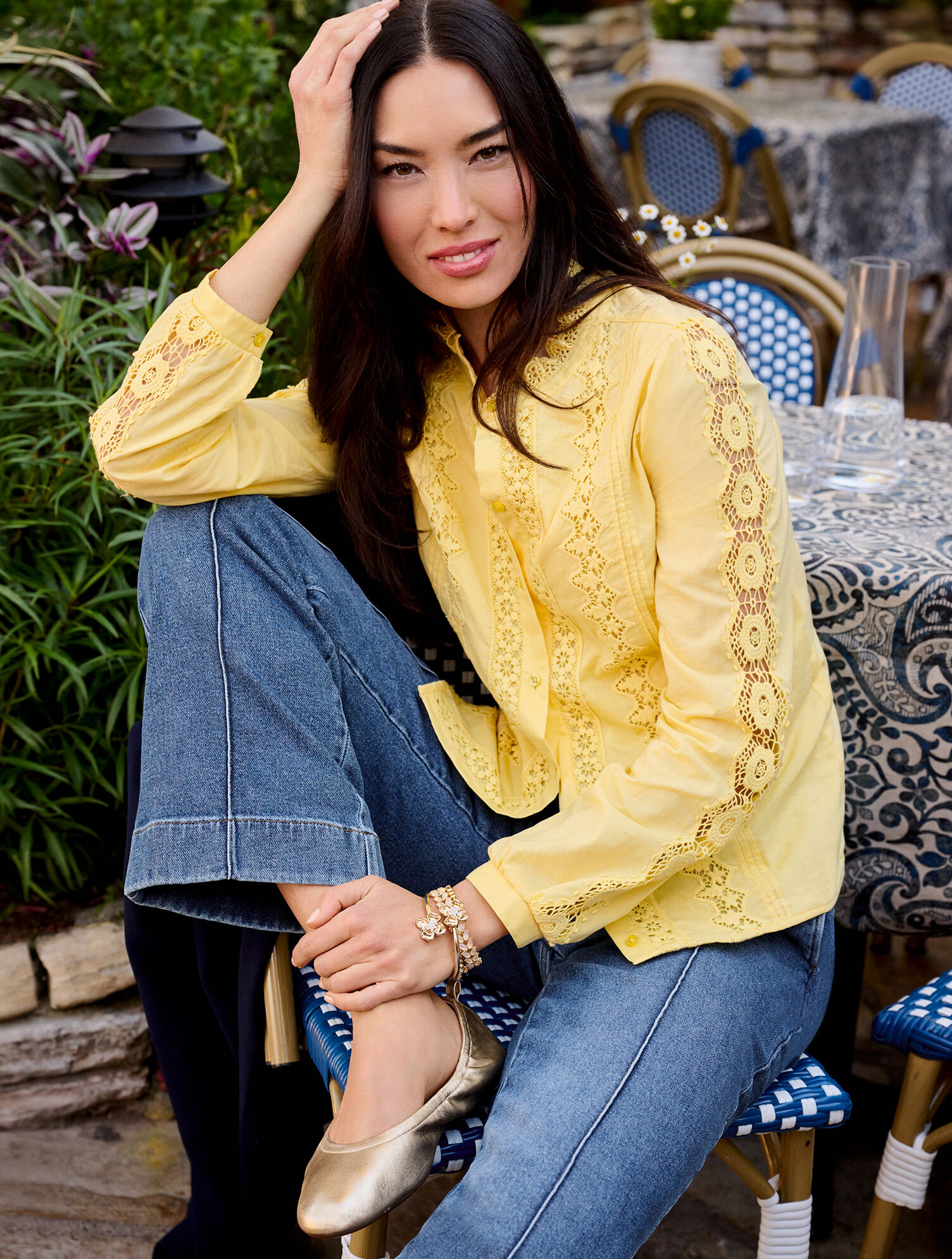 Lace Trim Voile Top