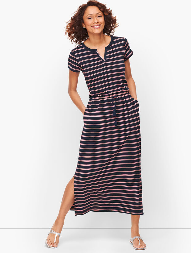 Stripe Split Neck Maxi Dress | Talbots