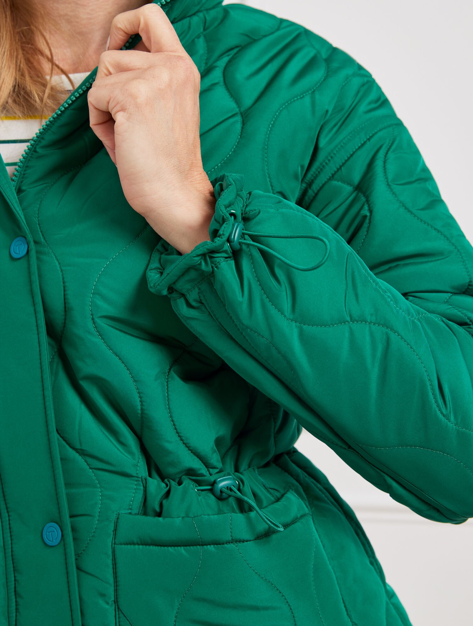 Patch Pockets Puffer Jacket with Buttons