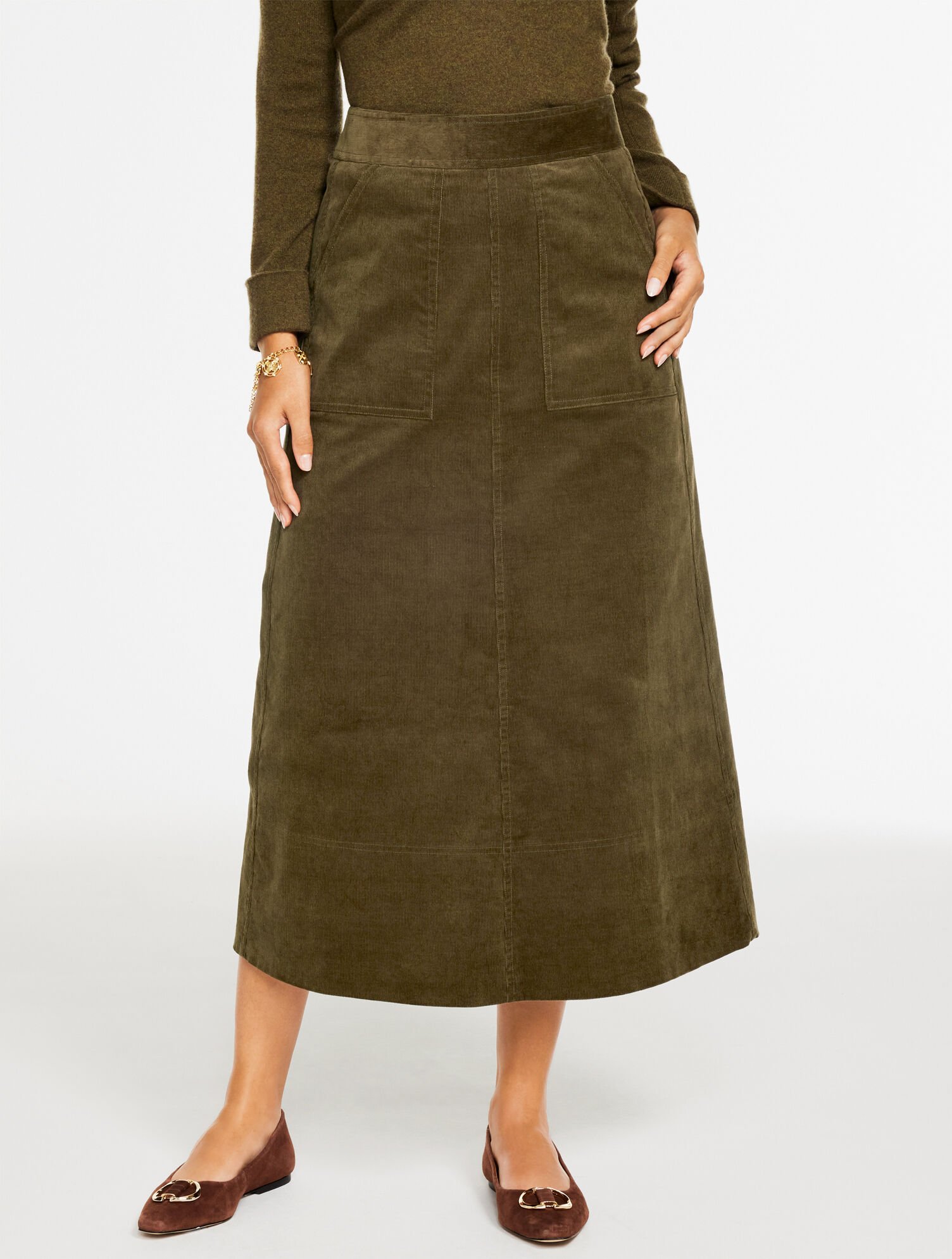 Corduroy Fit &amp; Flare Skirt