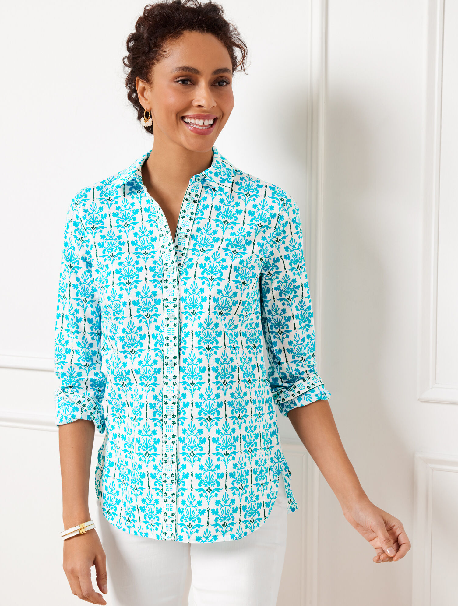 【organdy shirt】 un bou quet Modern Classic Shirt - Damask Bouquet | Talbots
