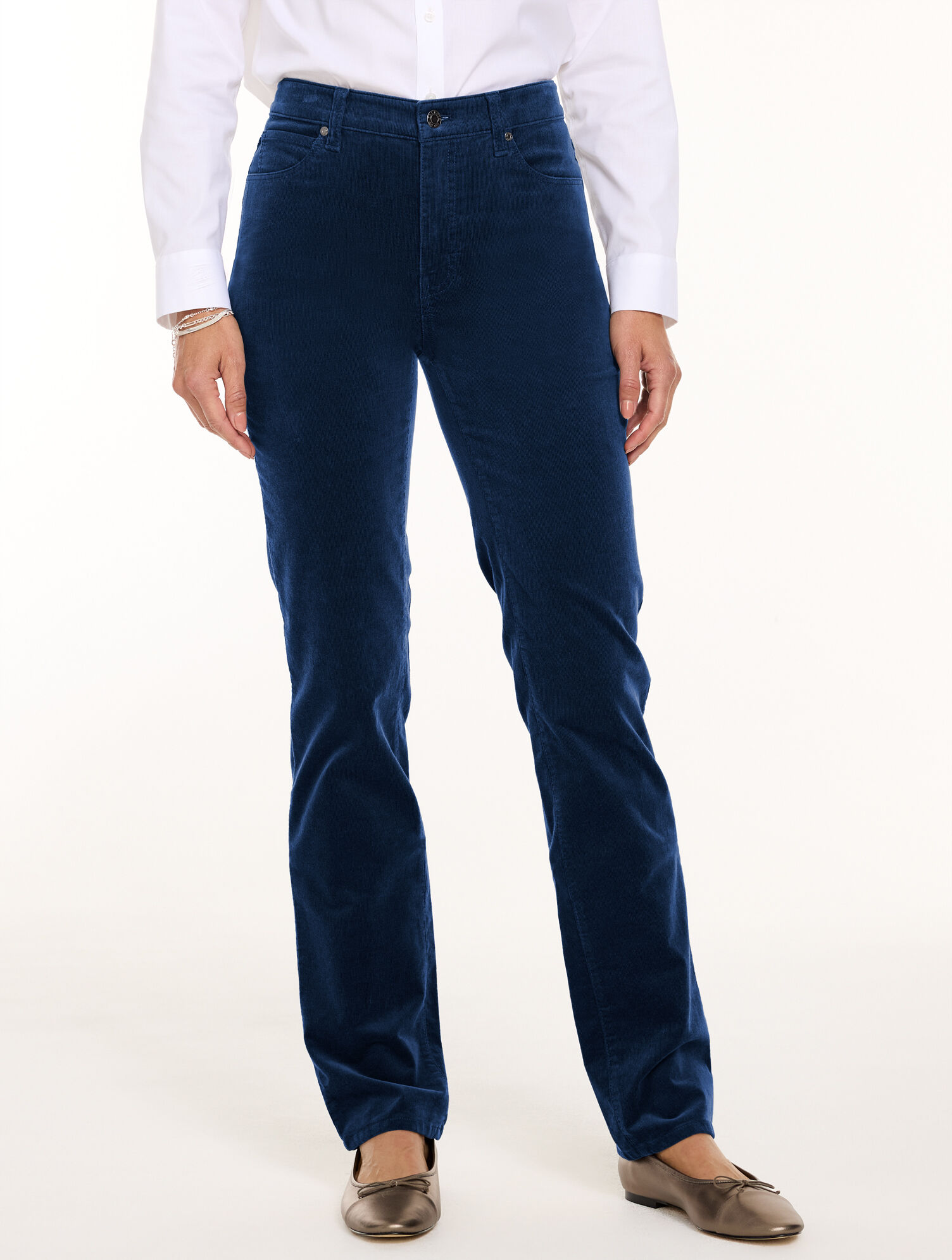 Stretch Corduroy Straight Leg Pants