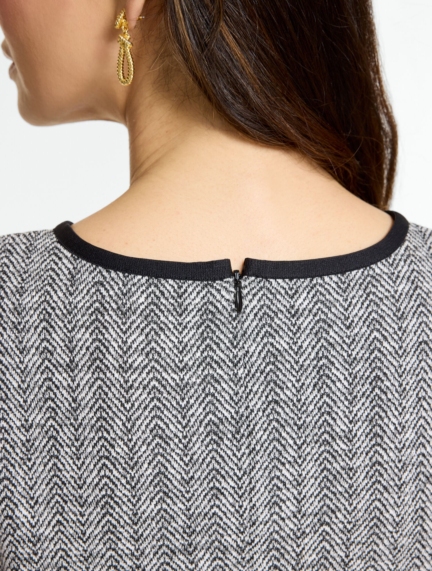 Herringbone Fit & Flare Midi Dress - Tipped - thumbnail 3