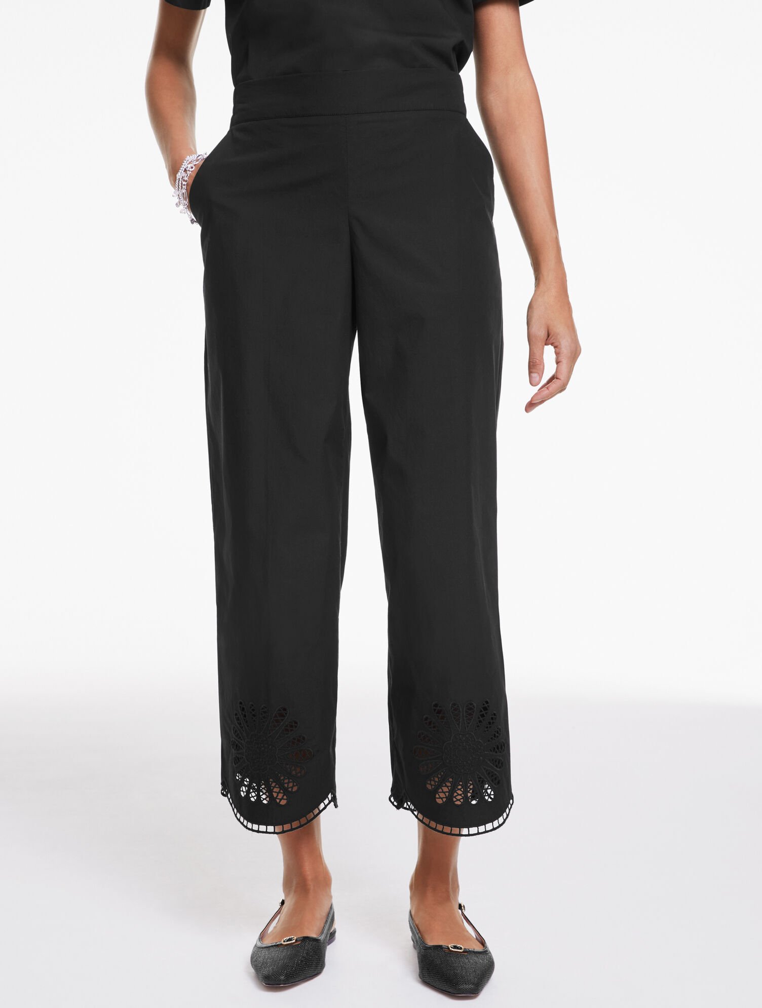 Wide Crop Pull-On Poplin Pants