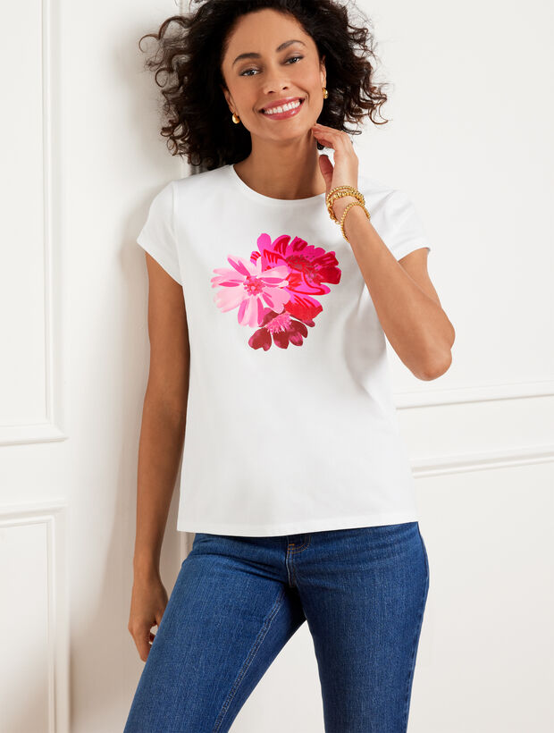Crewneck Tee - Placed Poppy