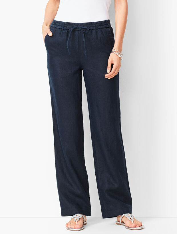 Washed Linen Wide-Leg Pants