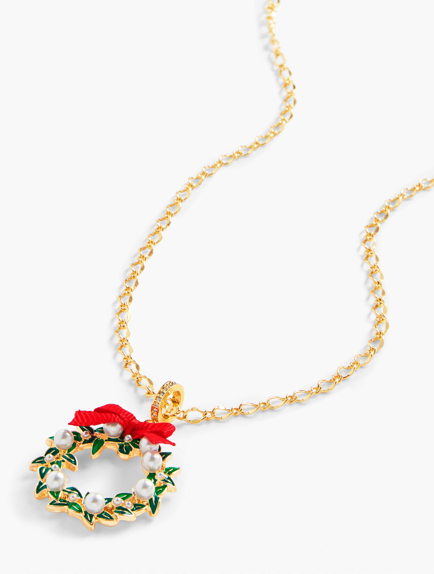 Holiday Wreath Pendant Necklace 
