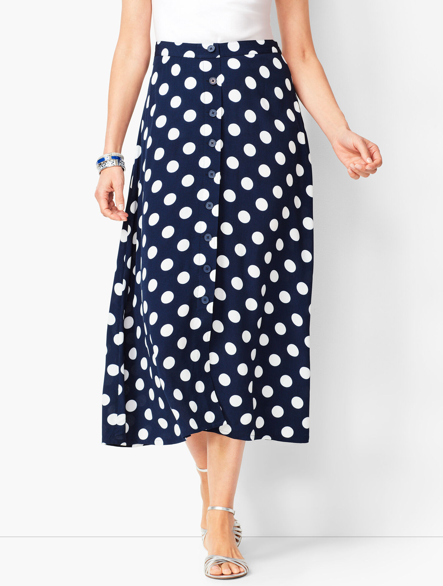 Dotty Print Midi Skirt