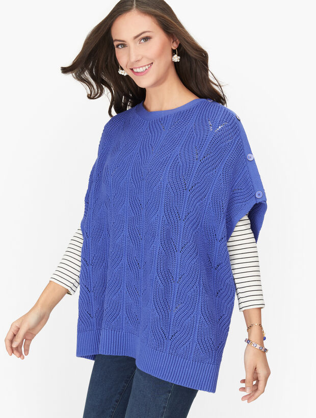 Pointelle Cableknit Poncho