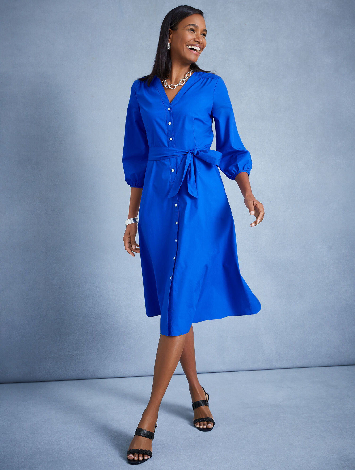 Poplin Fit & Flare Shirtdress | Talbots