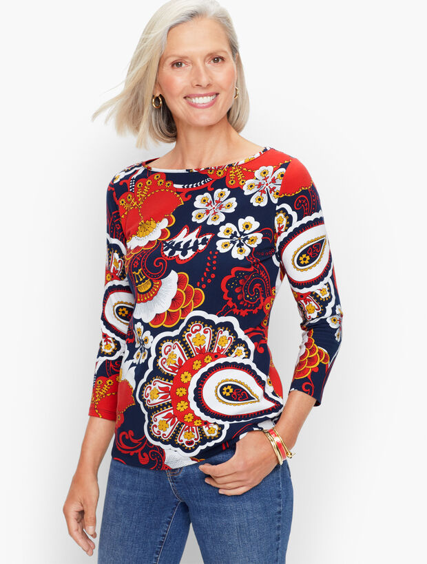 Bateau Neck Tee - Jubilant Floral