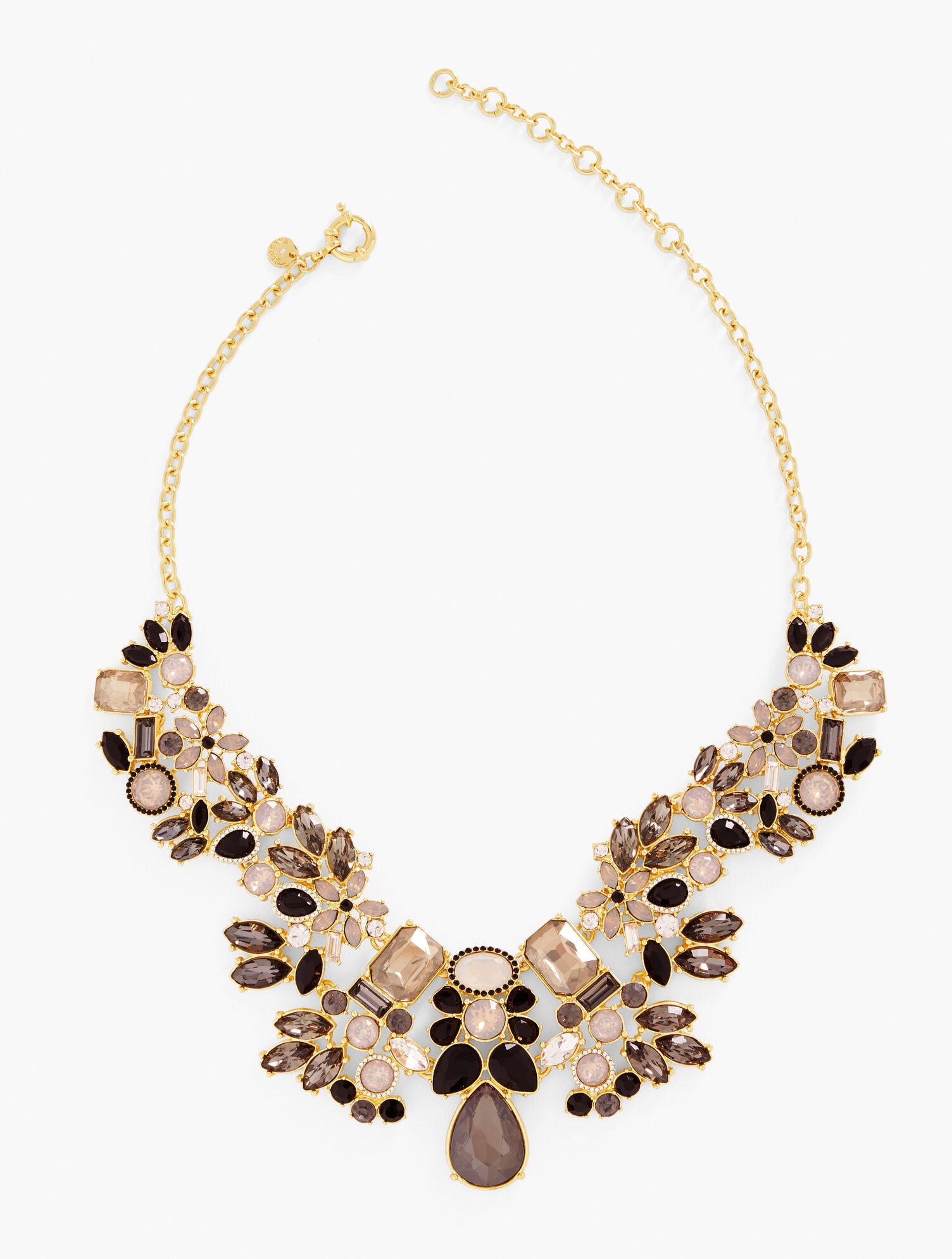 BEAUTIFUL LYDELL NYC GLASS & SHELL RHINESTONE STATEMENT BIB