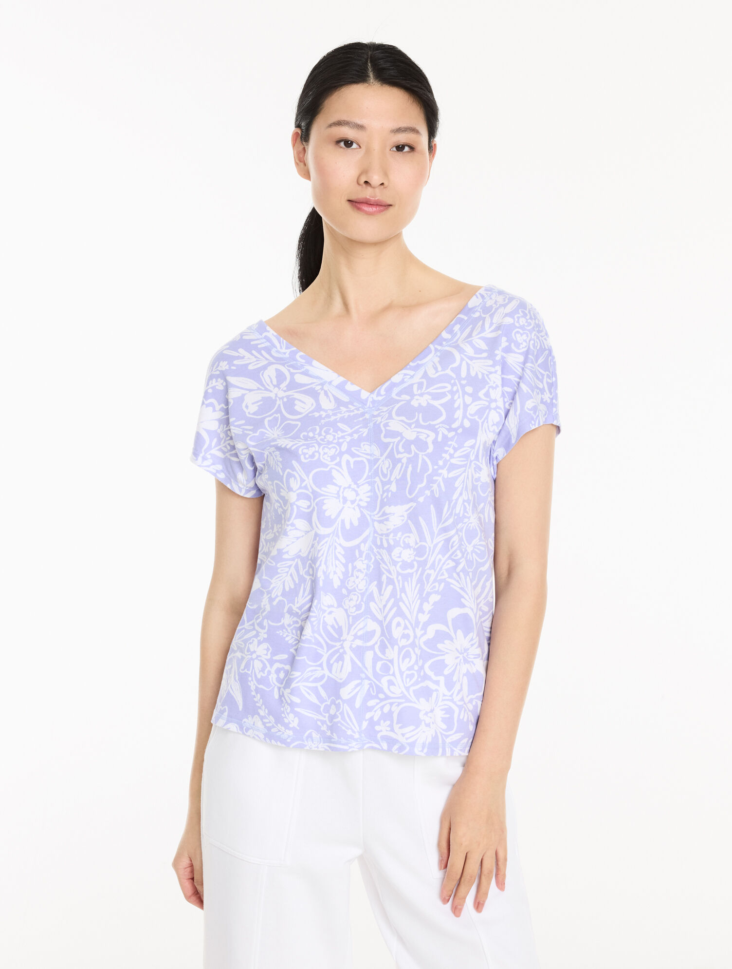 Short Sleeve V-Neck Tee - Garden Floral