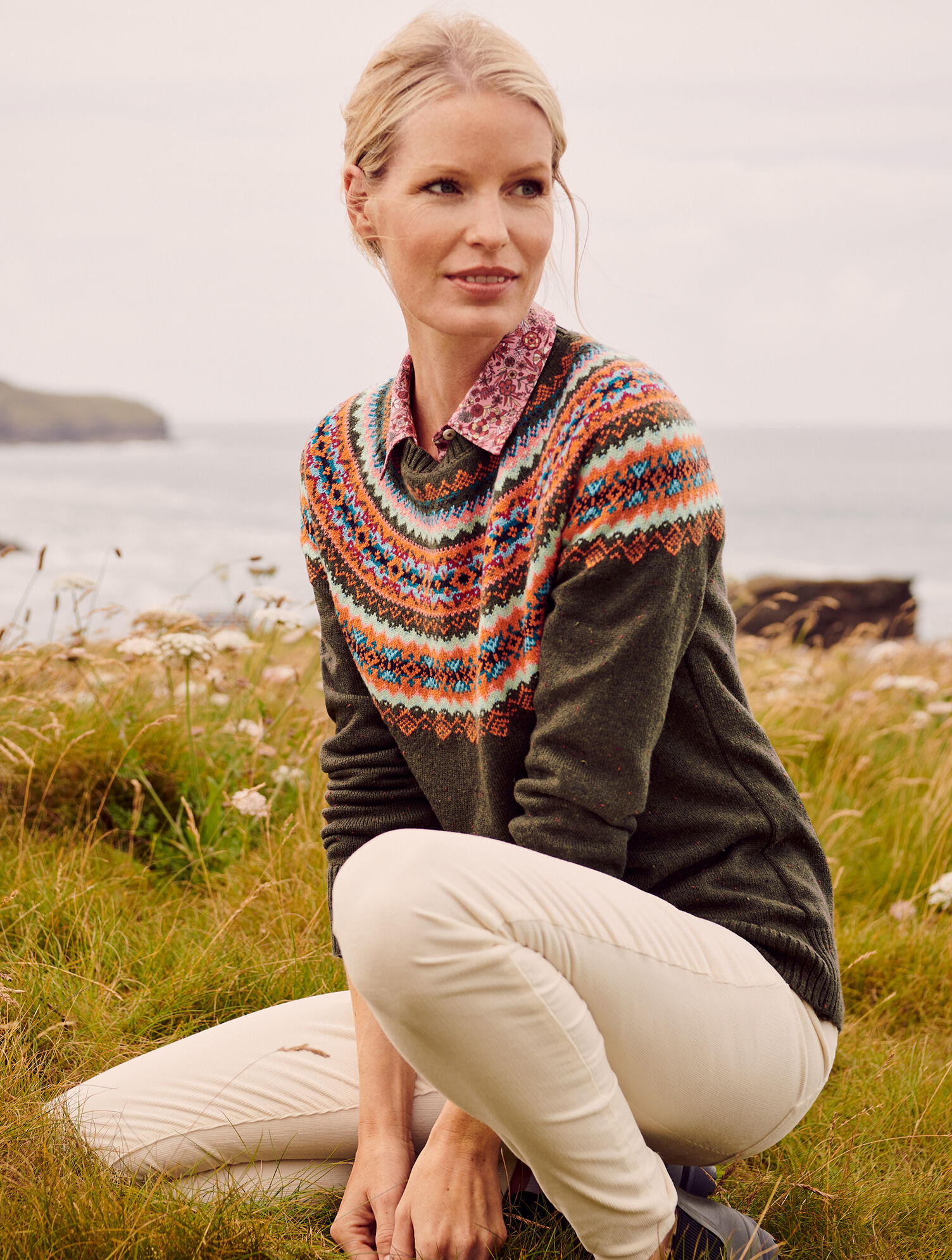 Tweed Fair Isle Crewneck Sweater