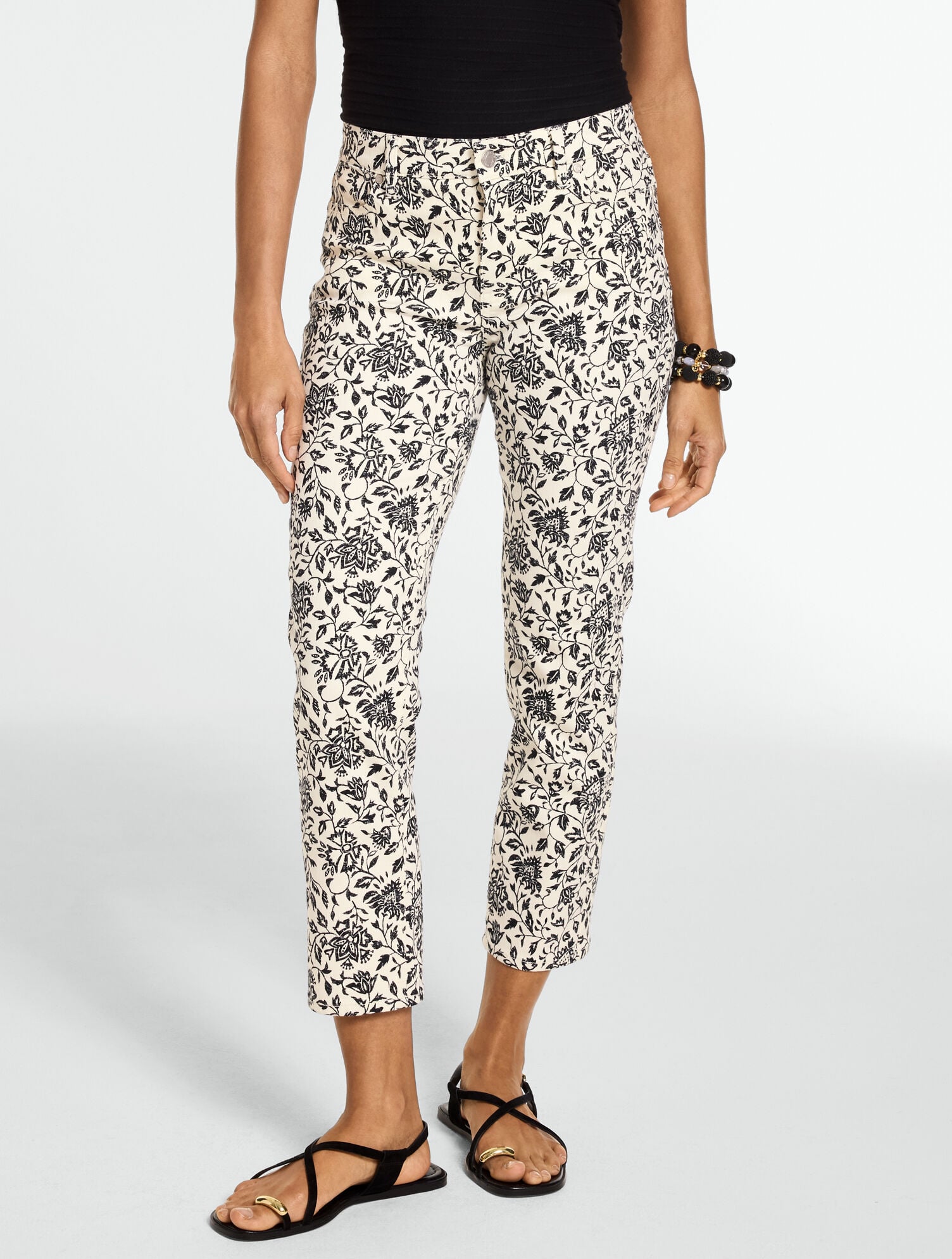Straight Crop Lightweight Jeans - Jacobean Vines