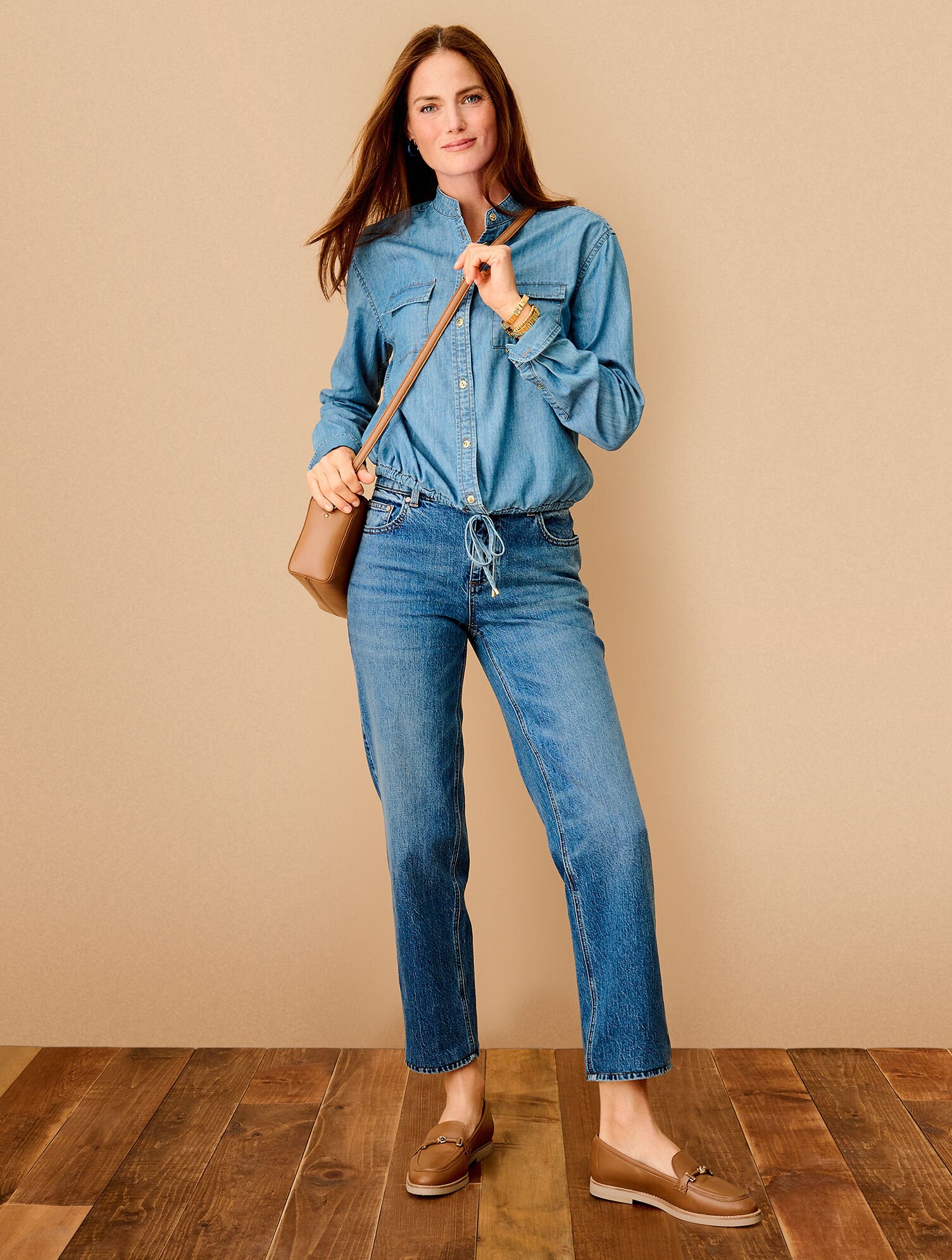 Tie Front Denim Top Talbots