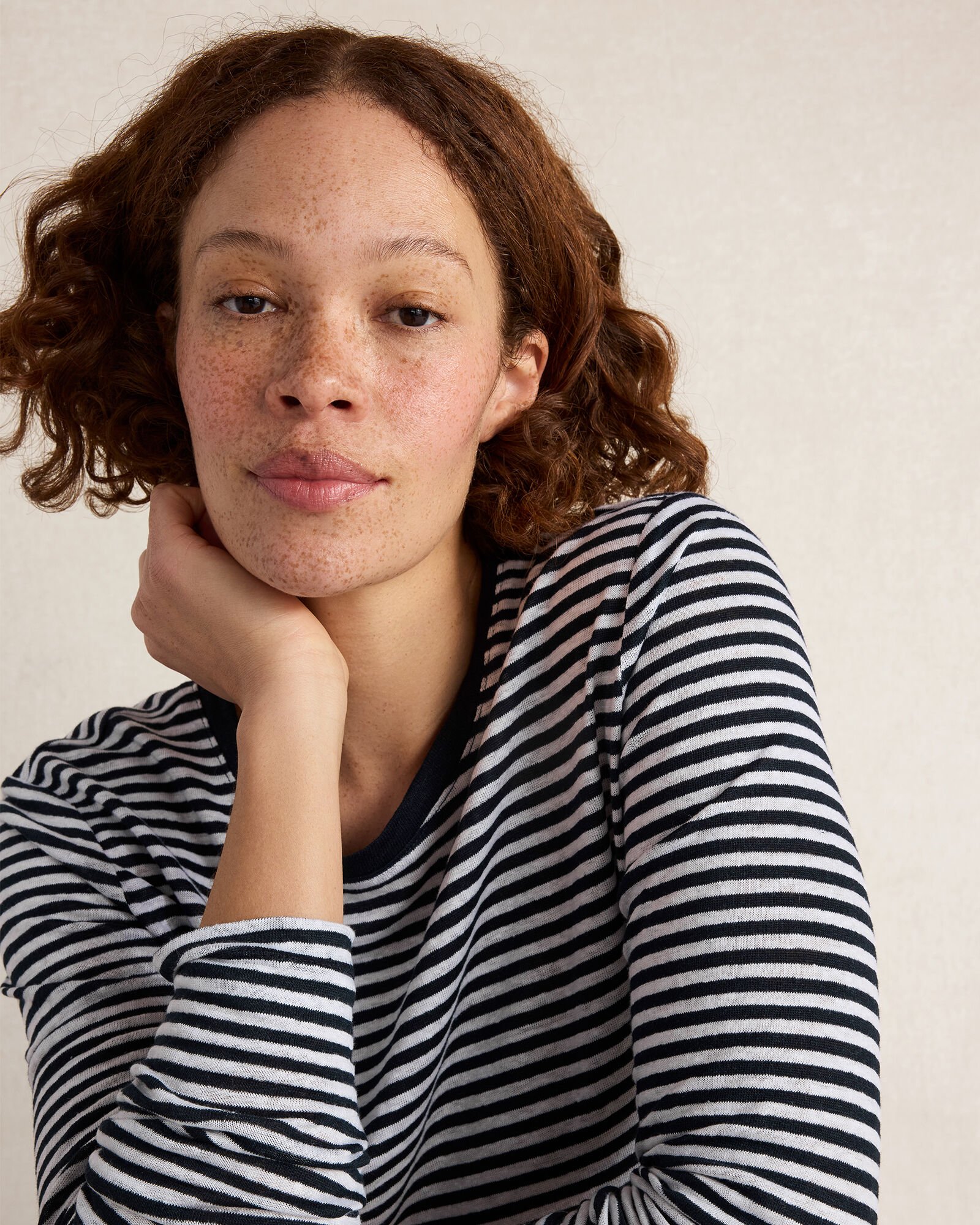 Linen Striped Long Sleeve Tee