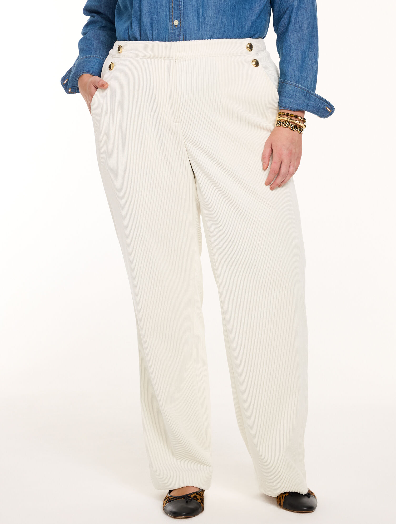 Corduroy Wide Leg Sailor Pants