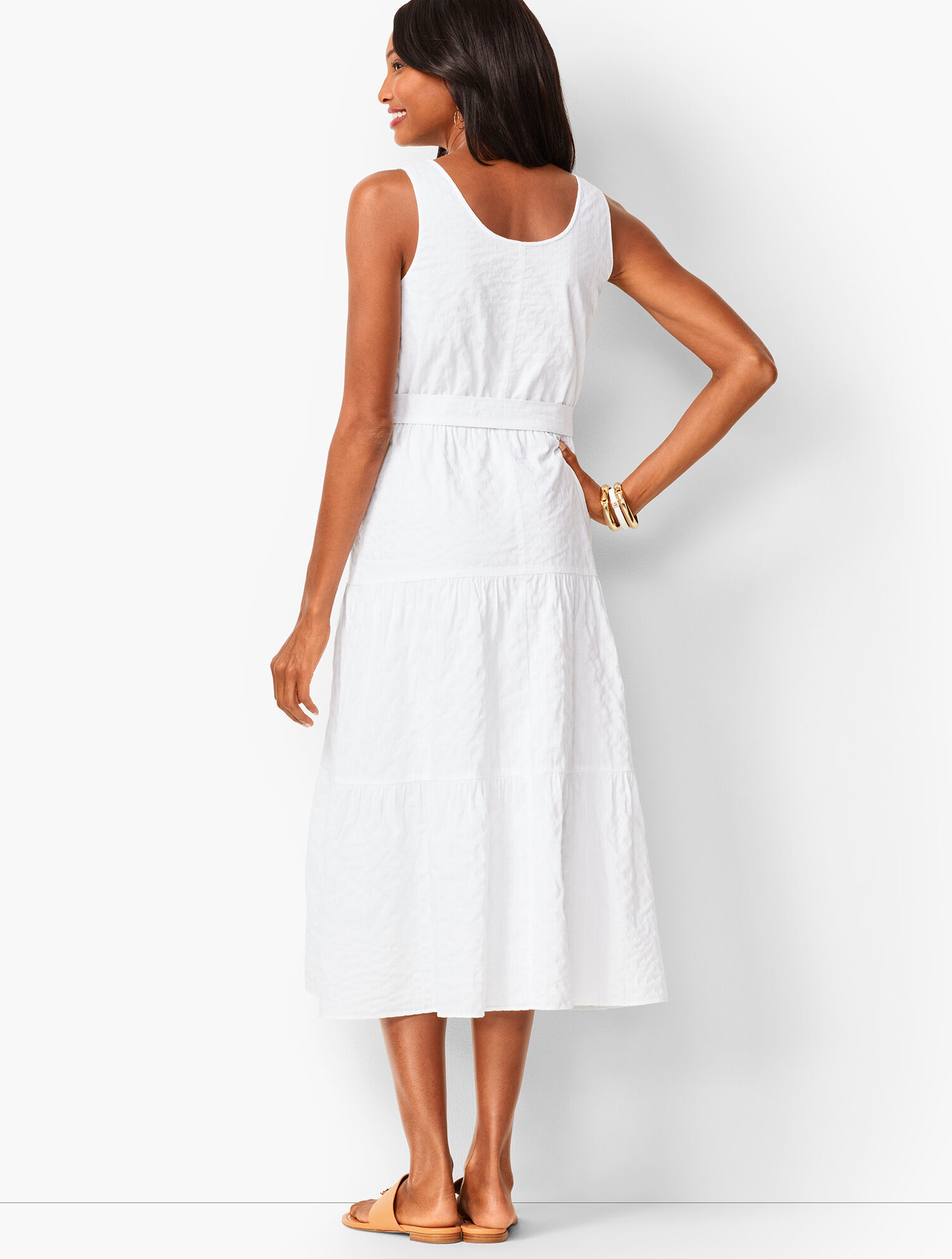 Tonal Stripe Tiered Maxi Dress