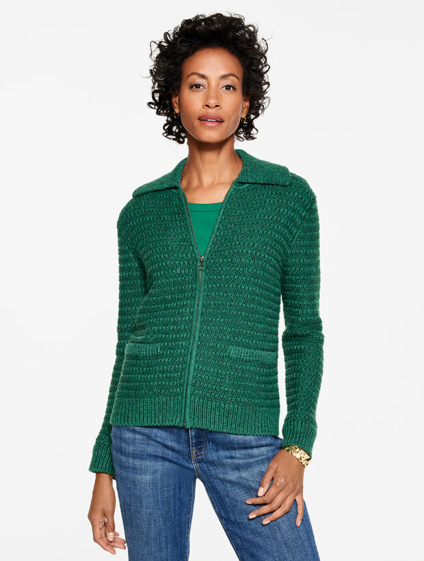 Tweed Zip Front Cardigan