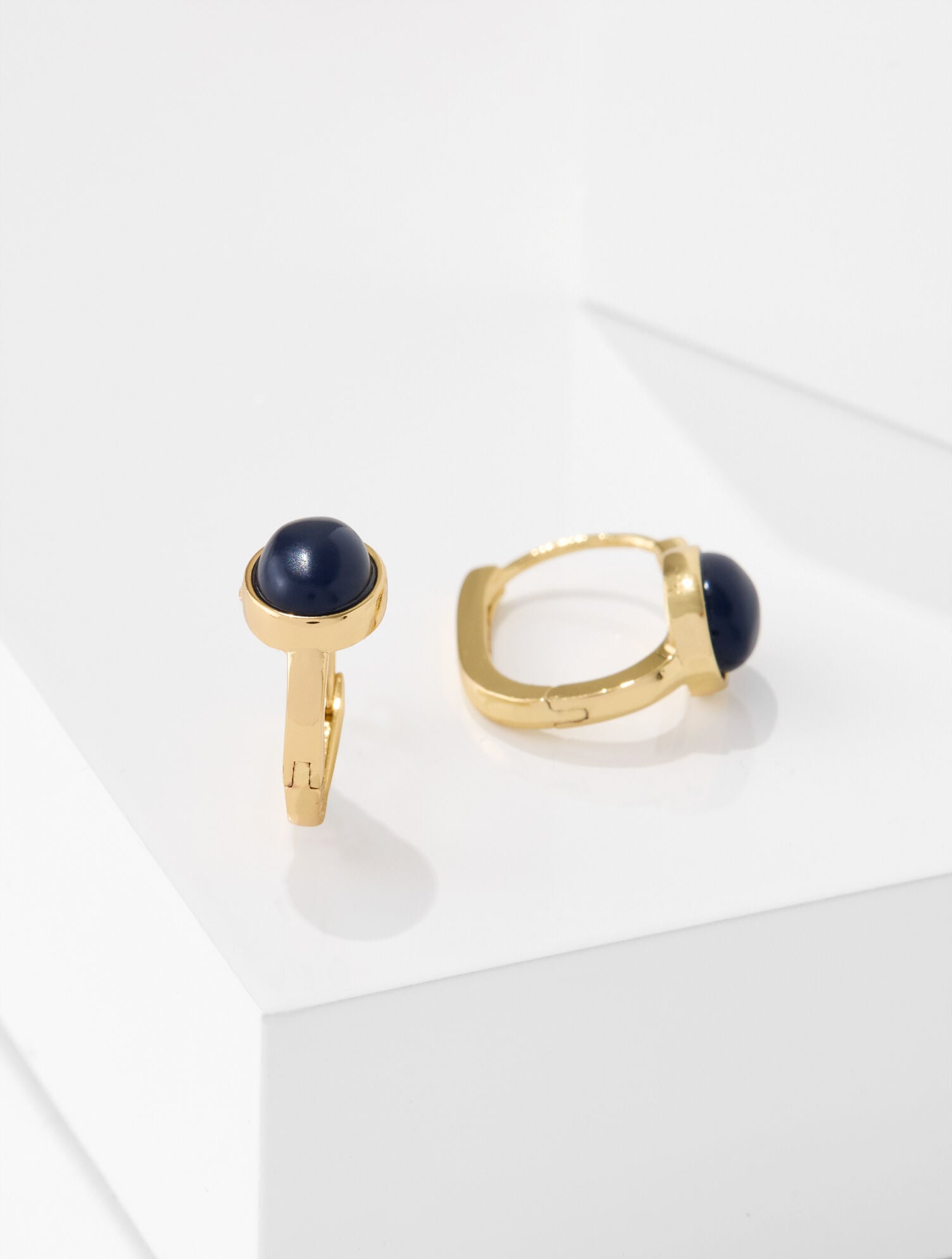 Cabochon Hoop Earrings