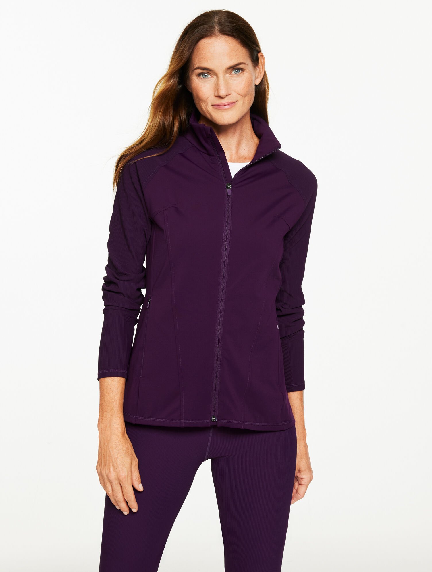 Performance Compression Contrast Ribbed-Sleeve Jacket