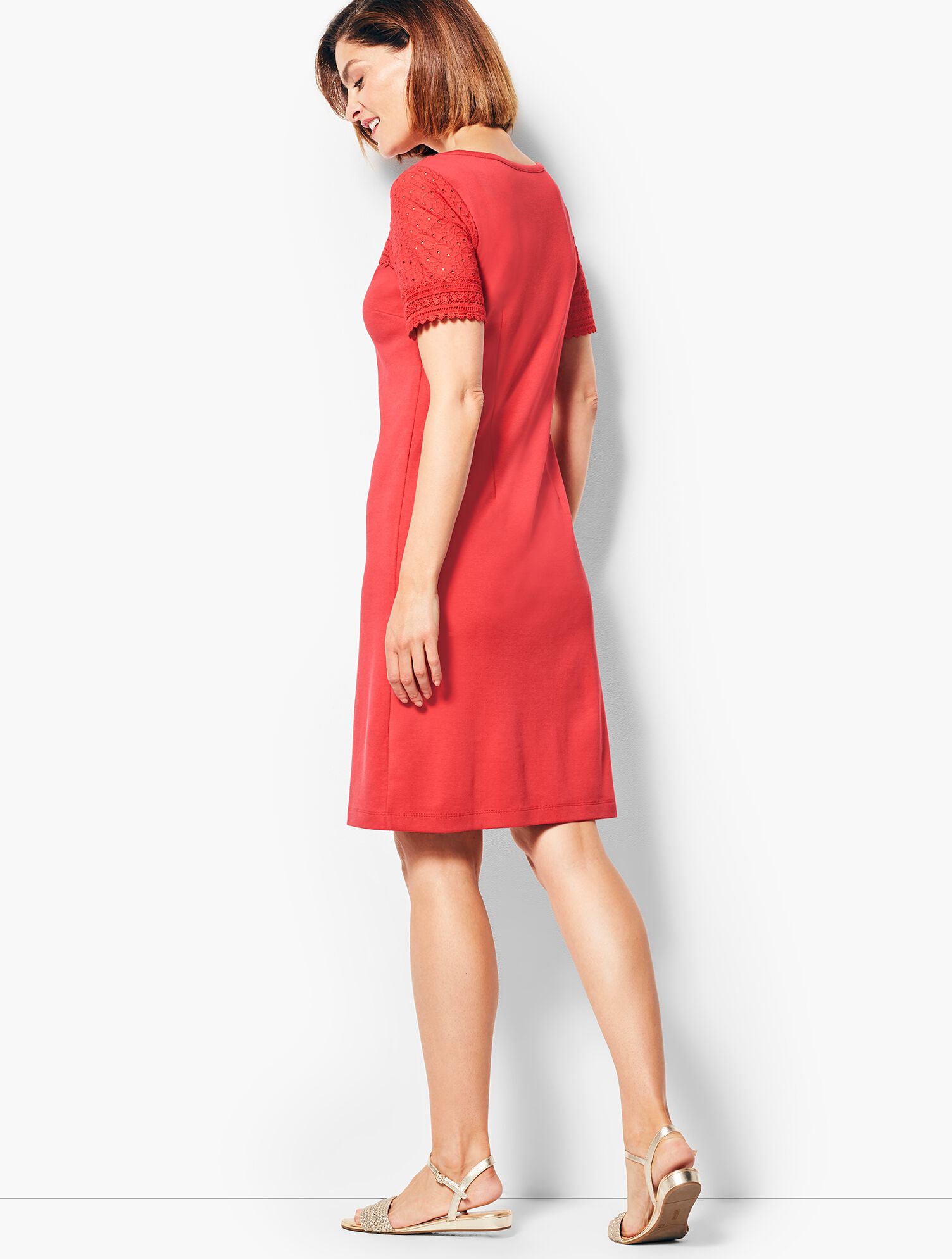 Lace-Trimmed Interlock Shift Dress