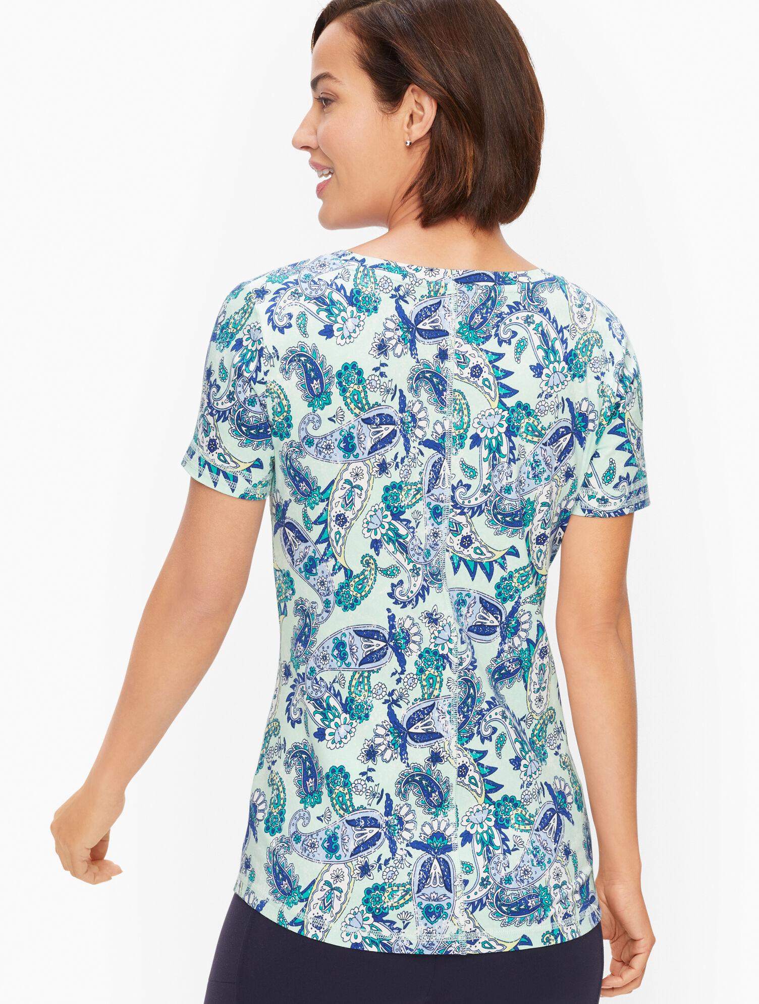Cotton Blend Jersey Tee - Playful Paisley