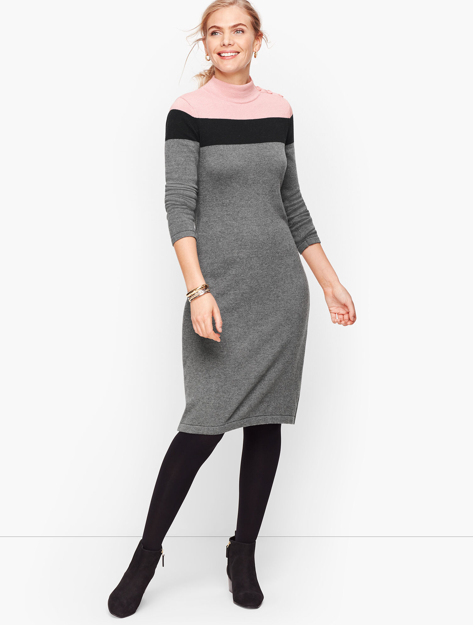 Mockneck Colorblock Sweater Dress | Talbots
