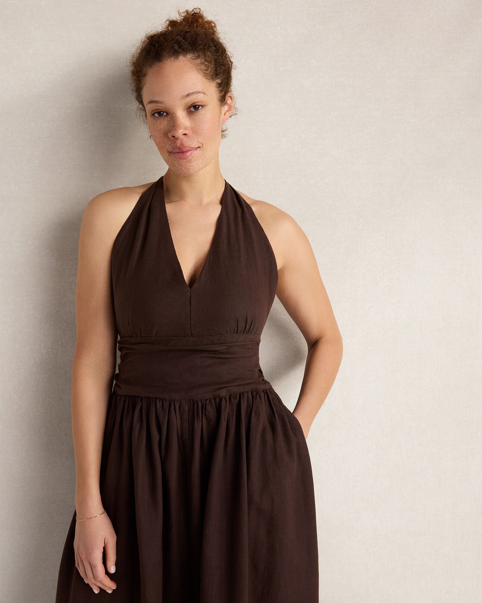 Linen Halter Maxi Dress