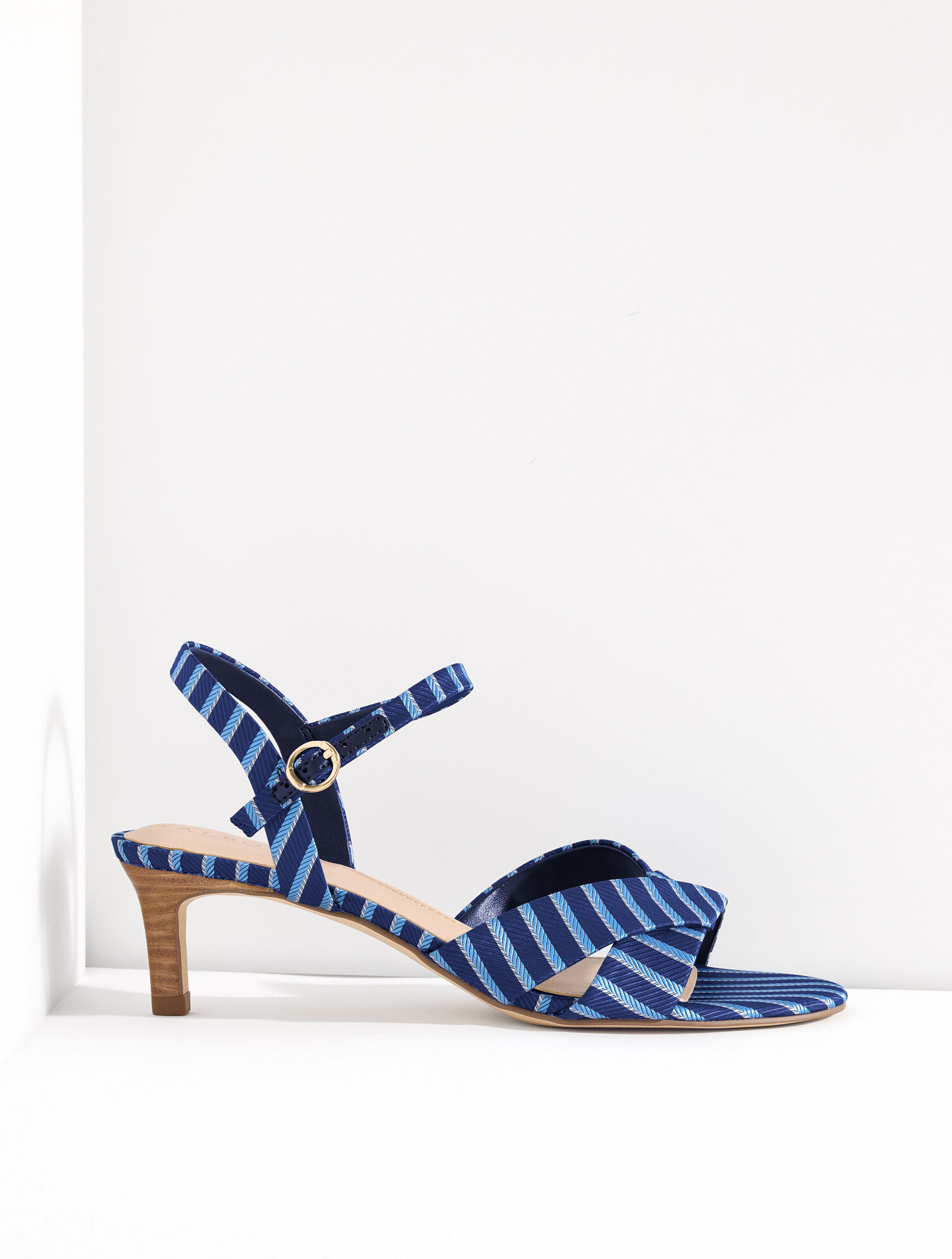 Talia Kitten Heel Sandals - Stripe Tie