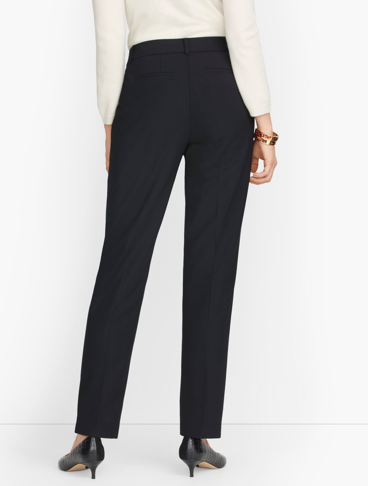 Luxe Wool Straight Leg Pants - Black - Curvy Fit