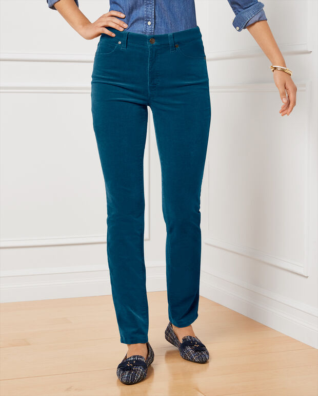 Stretch Corduroy Straight Leg Pants - Curvy Fit