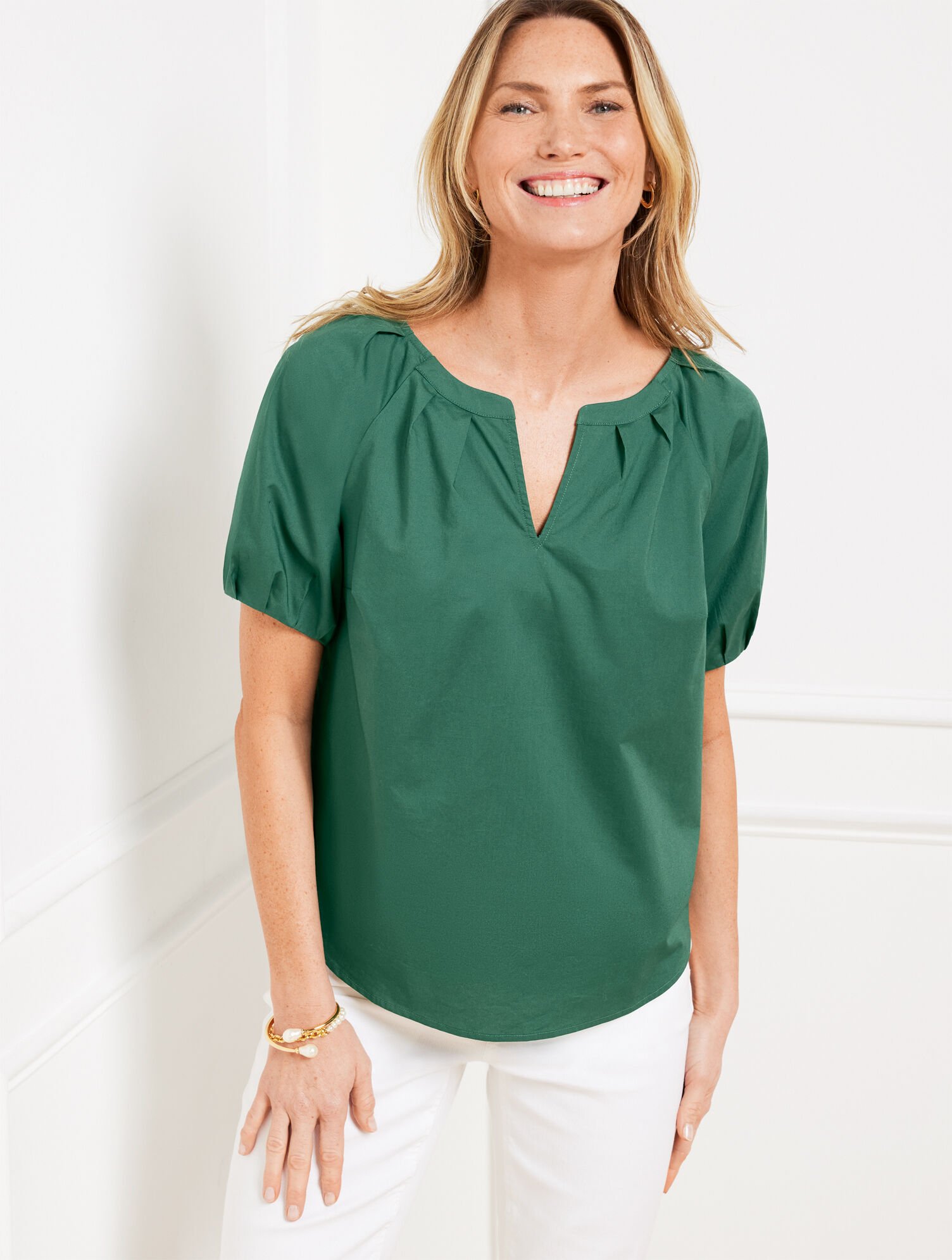 Short Sleeve Poplin Top Talbots
