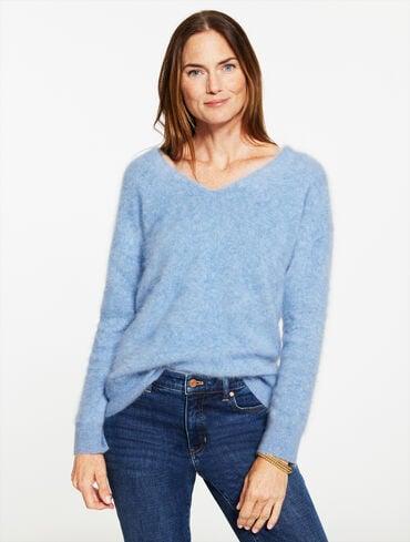 Brushed Cashmere V-Neck Sweater