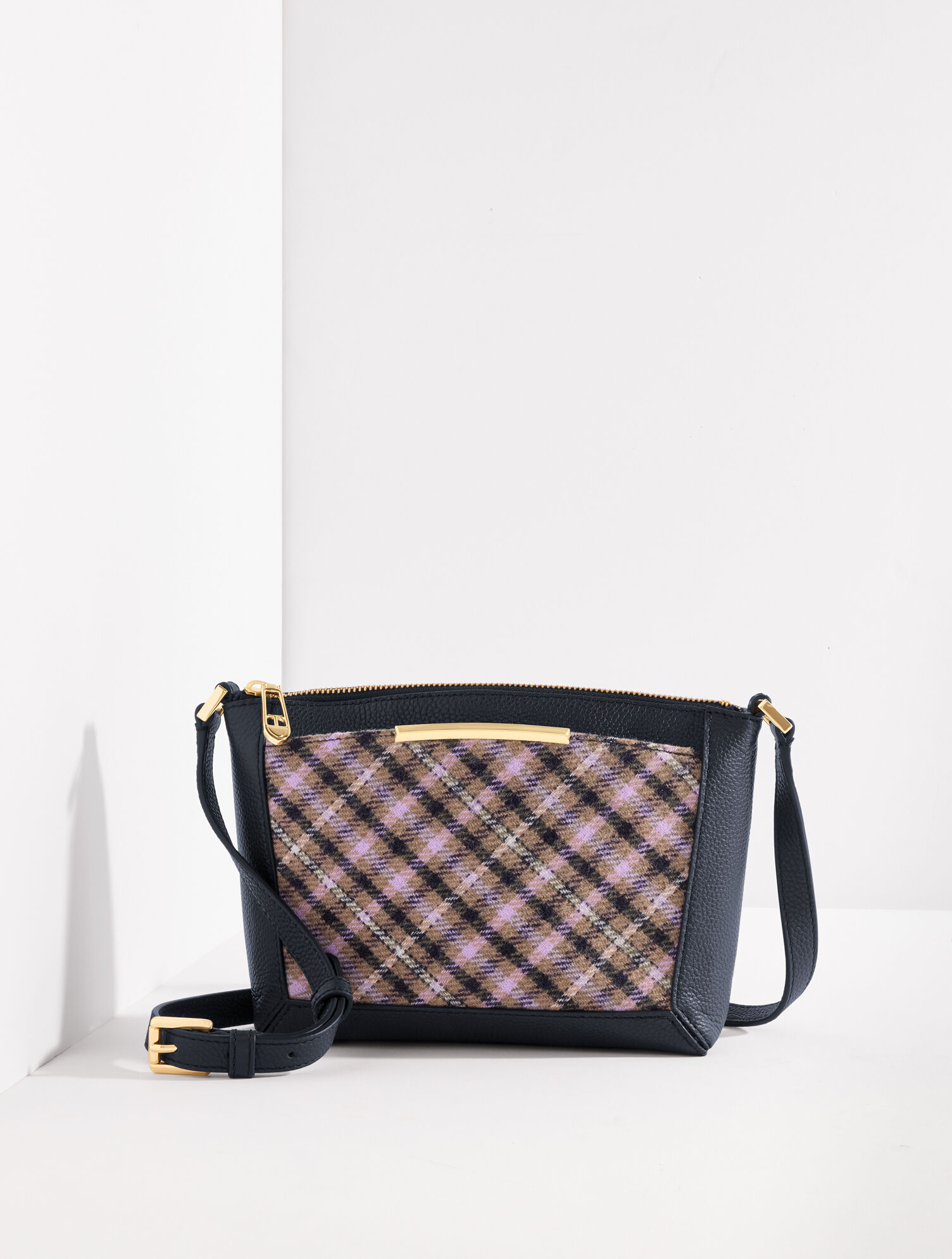 Darcy Leather Pemberley Plaid Crossbody Bag
