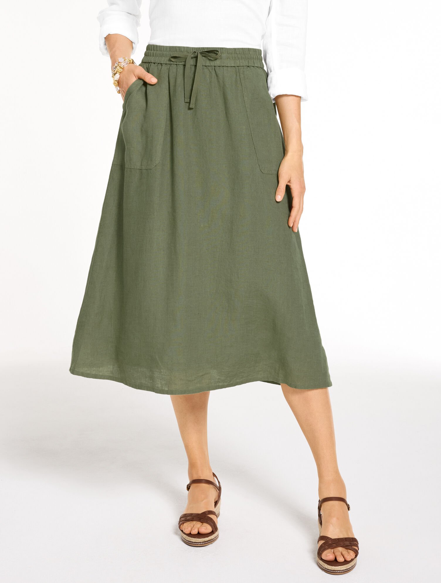 Linen Fit &amp; Flare Skirt