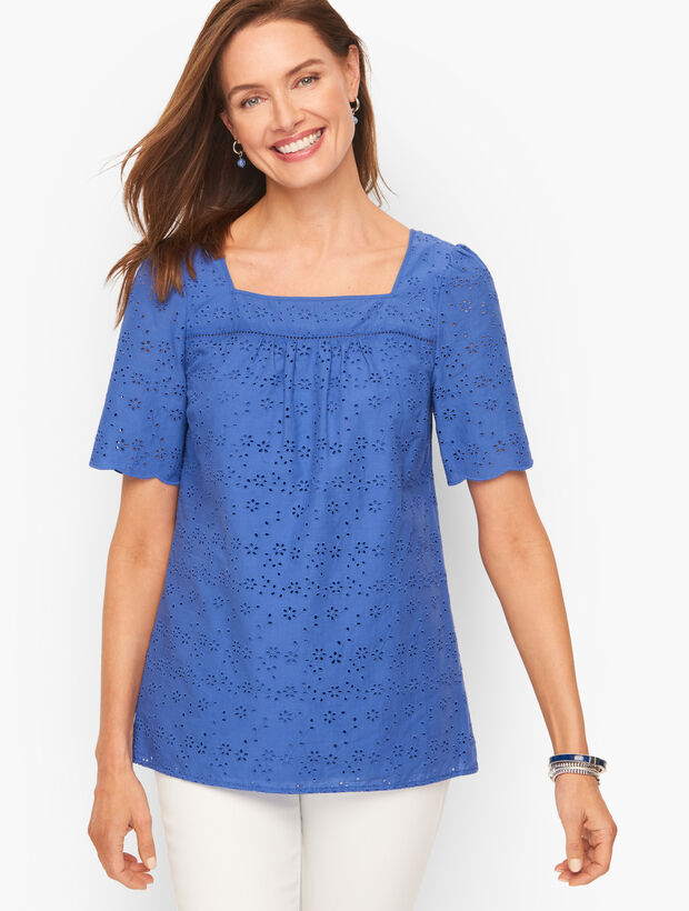 Eyelet Square Neck Top